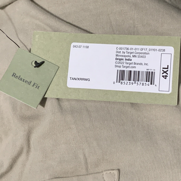 Men's Tan Short Sleeve 4XL Relaxed Fit Pocket T-Shirt - Goodfellow & Co - Picture 2 of 4